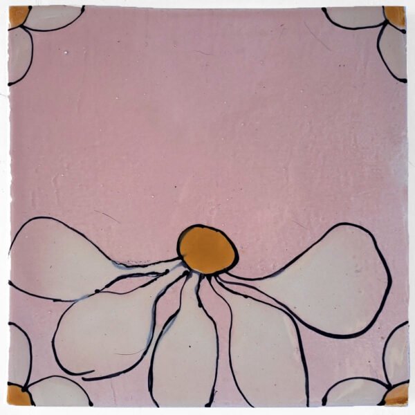 Rudbeckia Edge Rose hand made tile