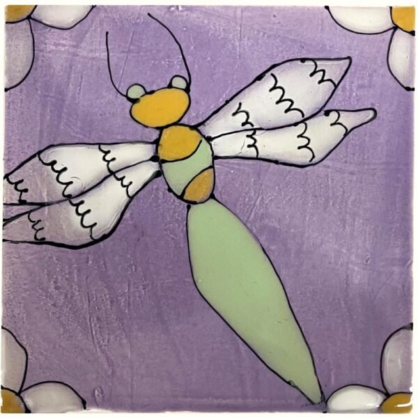 Lilac Damsel Fly Tile 140 x 140mm