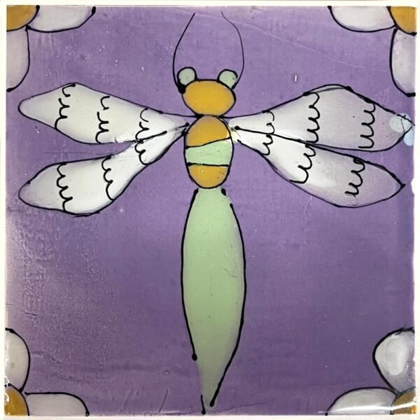 Lilac Damsel Fly Vertical Tile 140 x 140mm