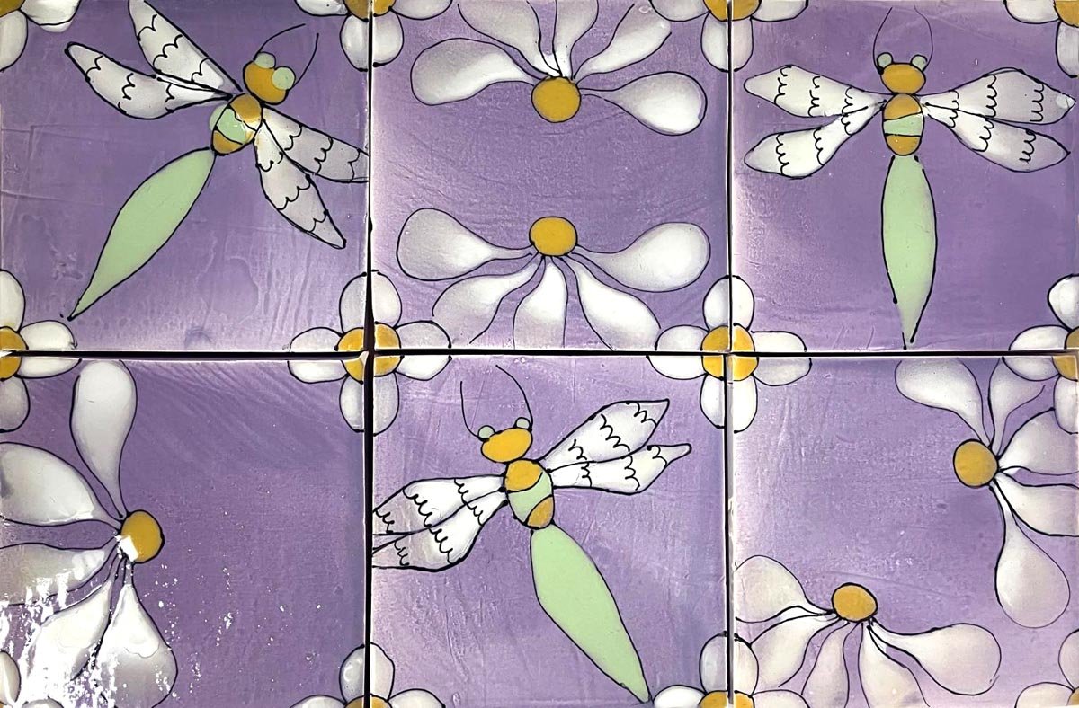 Summer Lilac Hand Made Tile panel